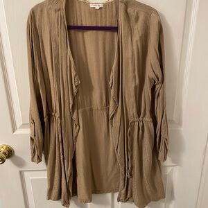 Tan Open Front Cardigan